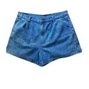 American Eagle sz 14 Mom Jean Shorts 3.5" Inseam High Waist, Med. Blue, Cuffed